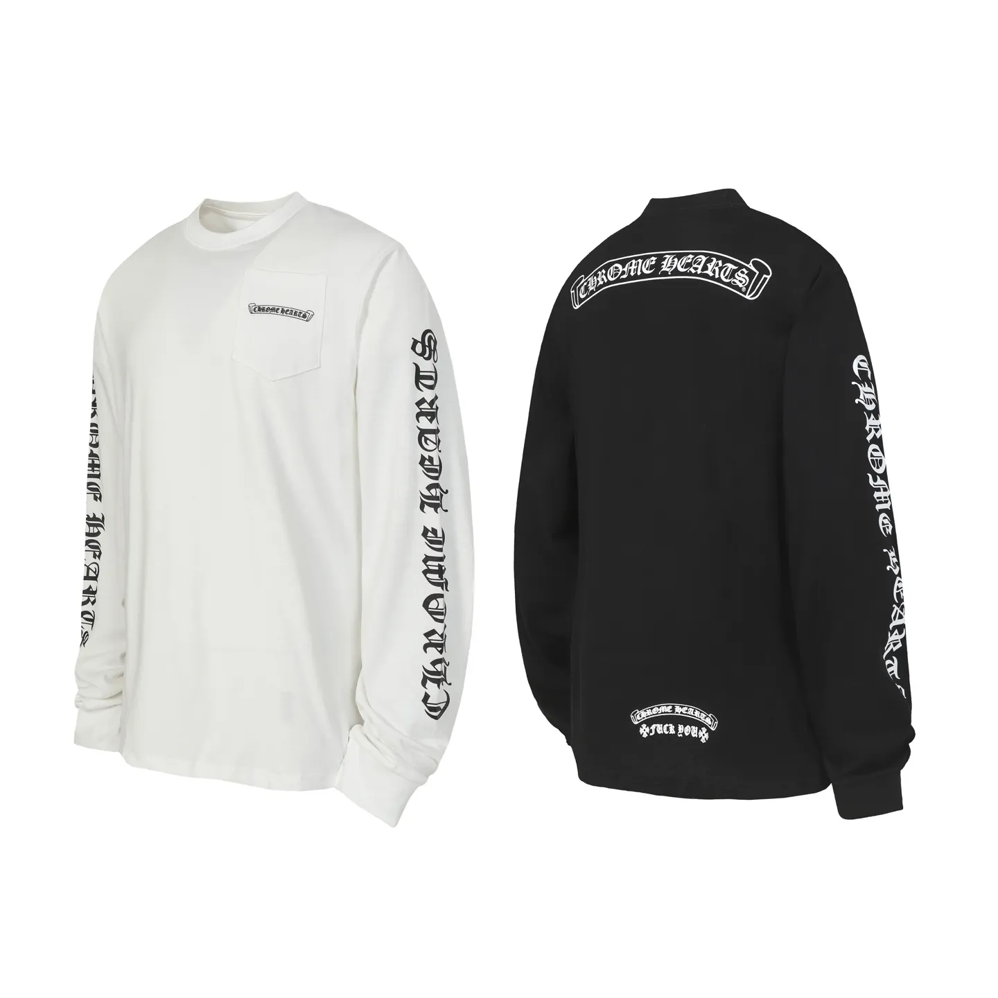 P150 Cross-border model, please do not place an order if you are looking for quality -Chrome Hearts/Chrome Hearts Sanskrit printed popular long-sleeved T-shirt -High weight, high density and high quality. The wool is soft, delicate and skin-friendly. Soft and silky to the touch. Excellent warmth and skin-friendly properties. -Customized weaving and dyeing, no color difference, regardless of fabric or workmanship details. Comparing the ordinary version on the market -Colour: black white -Size: S M L XL